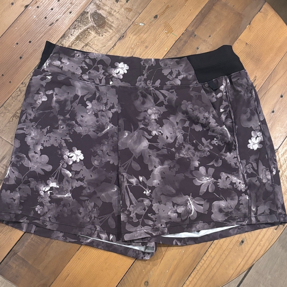 Athleta Black Floral Athletic Shorts